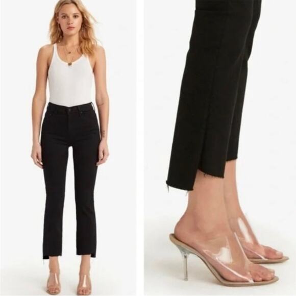 Mother The Insider Crop Two Step Fray Black Jeans in Not Guilty Womens Size 29 - Picture 2 of 10
